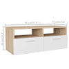 TV-tasot 2 kpl tekninen puu 95x35x36 cm tammi ja valkoinen