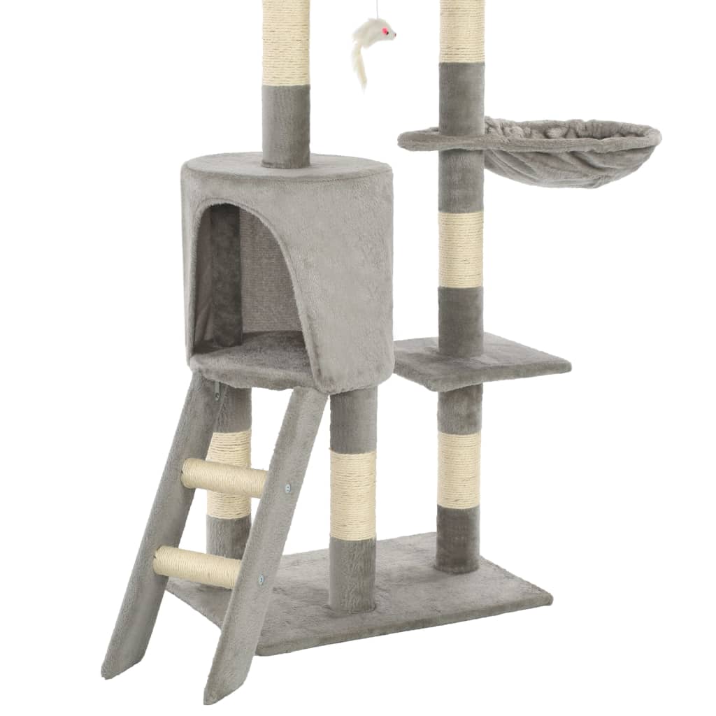 Harmaa kissan raapimispuu sisal-pylväillä Lucsa 138cm