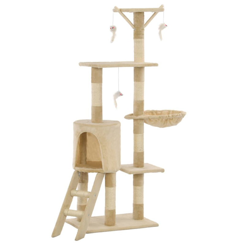 Beige kissan raapimispuu sisal-pylväillä Lucsa 138cm