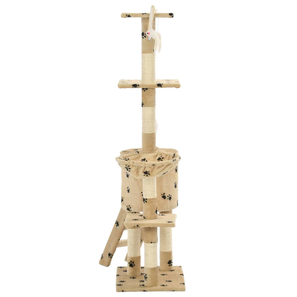 Beige kissan raapimispuu sisal-pylväillä Lucsa 138cm (tassunjäljet)