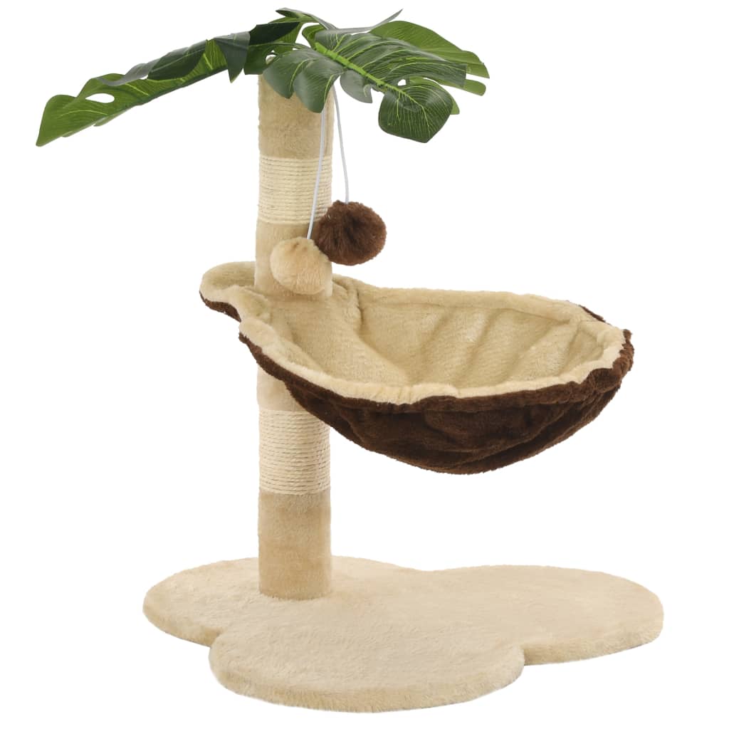 Beige ja ruskea kissan kiipeilypuu Gelan 50cm (sisal-pylväällä)