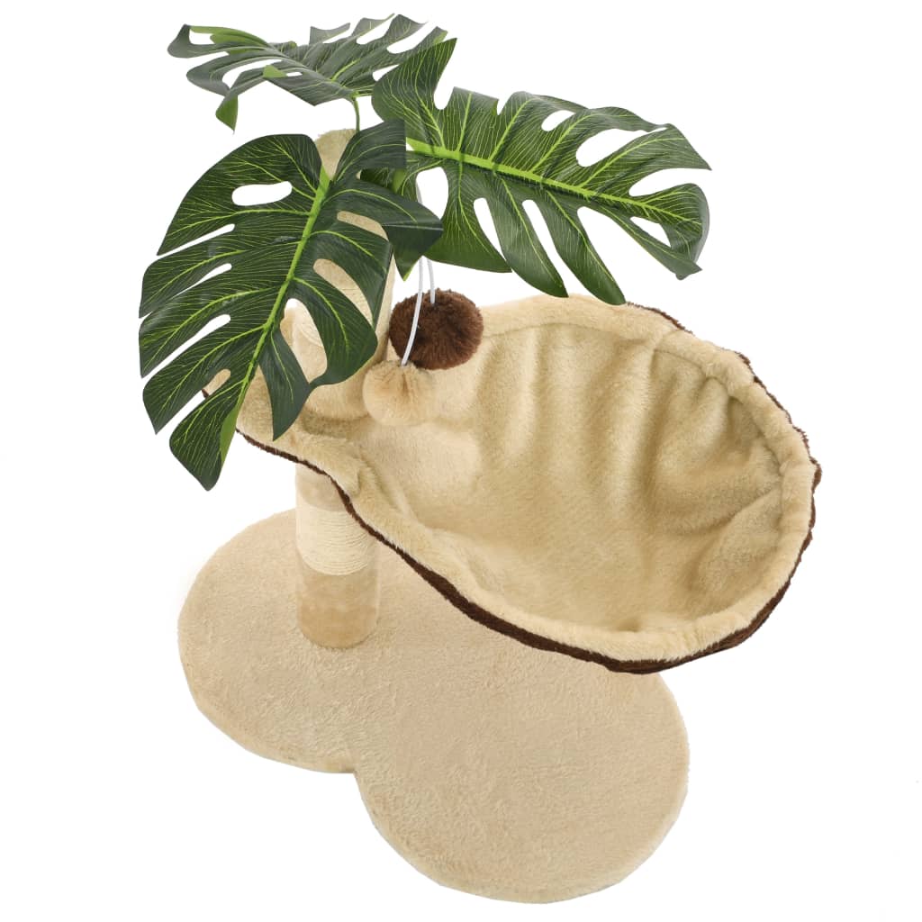Beige ja ruskea kissan kiipeilypuu Gelan 50cm (sisal-pylväällä)