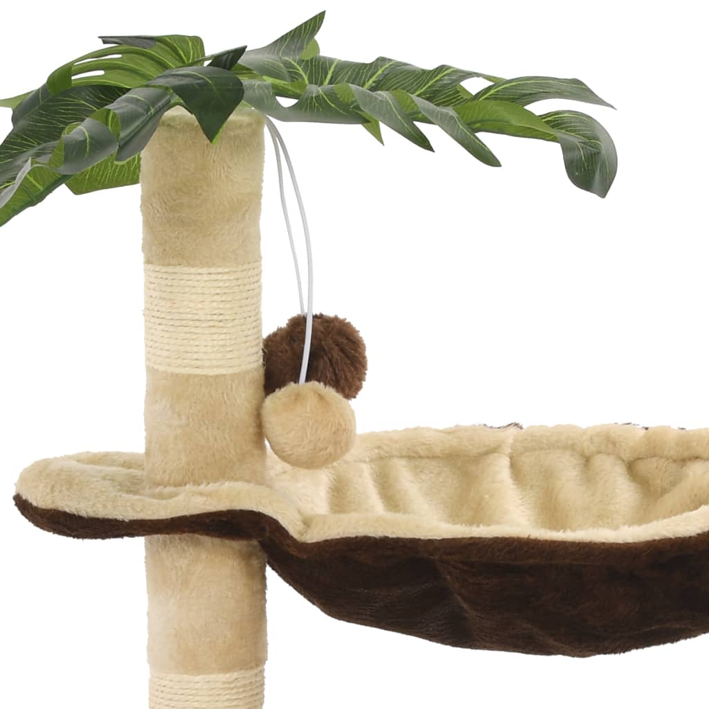 Beige ja ruskea kissan kiipeilypuu Gelan 50cm (sisal-pylväällä)