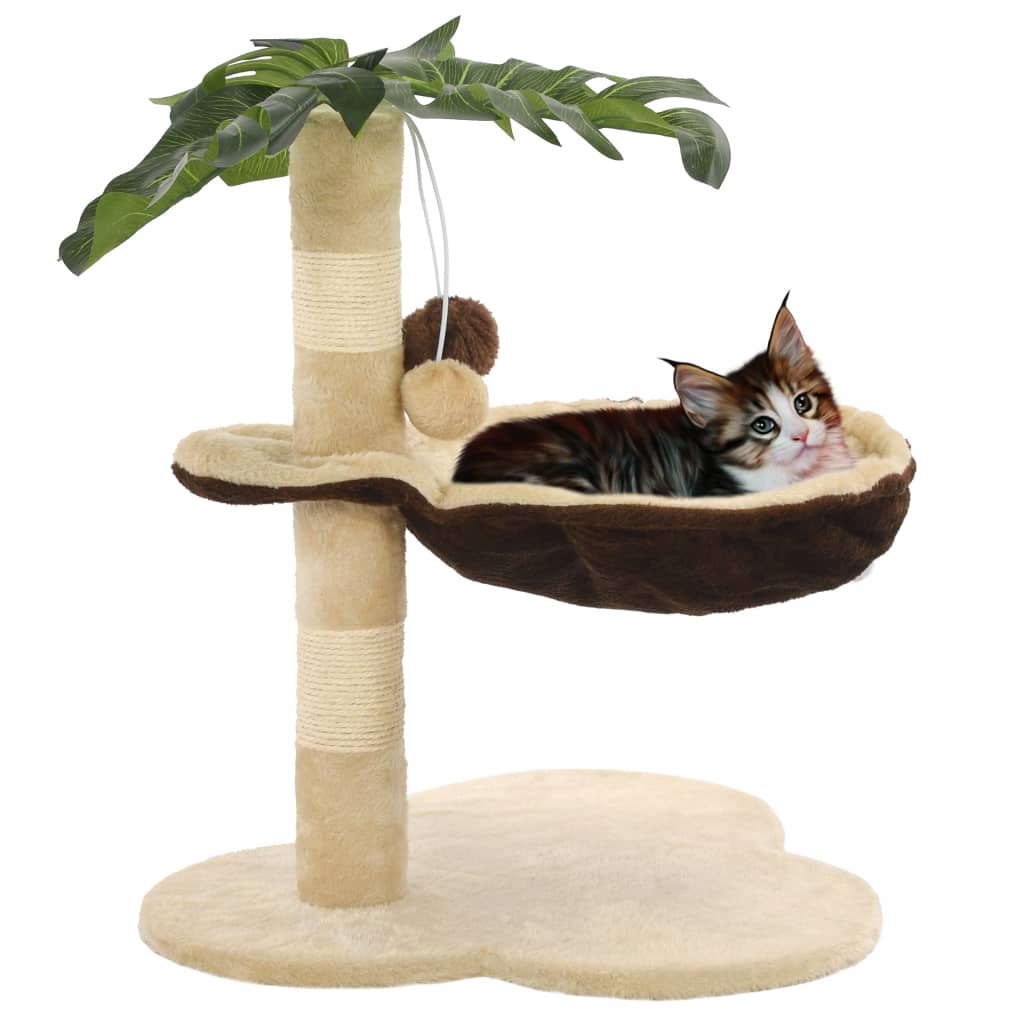 Beige ja ruskea kissan kiipeilypuu Gelan 50cm (sisal-pylväällä)