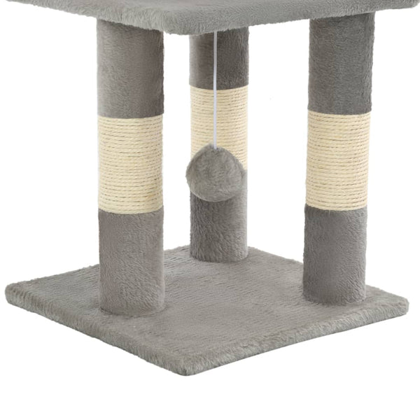 Harmaa kissan kiipeilypuu sisal-pylväillä Macris 65cm