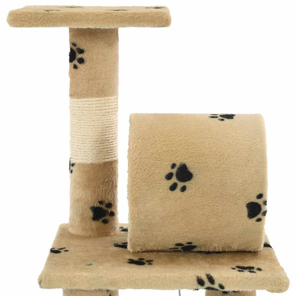 Kissan raapimispuu sisal-pylväillä 65 cm beige tassukuvioilla