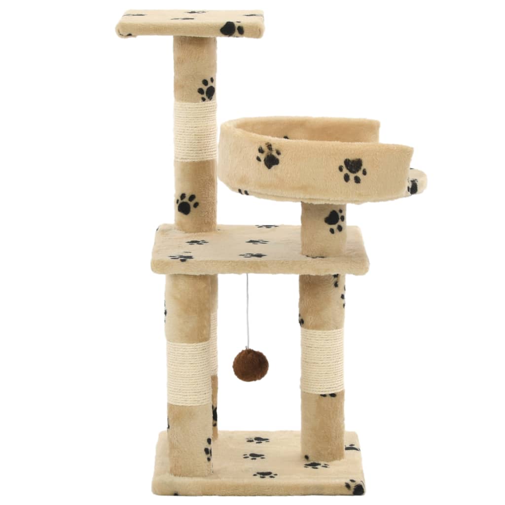Beige kissan raapimispuu sisal-pylväillä Emoke 65cm (tassunjäljet)