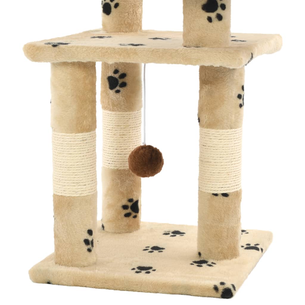 Beige kissan raapimispuu sisal-pylväillä Emoke 65cm (tassunjäljet)