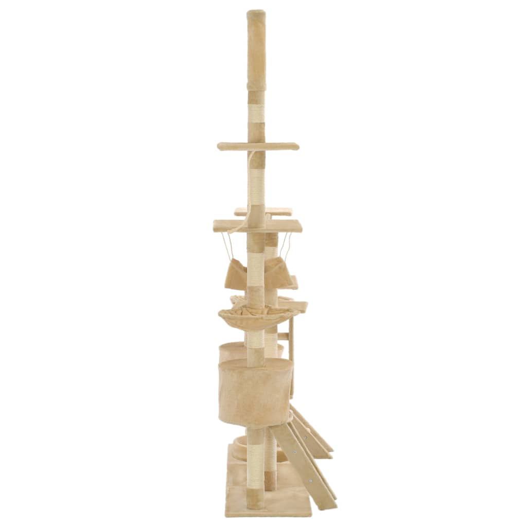 Beige kissan kiipeilypuu sisal-pylväillä Monaliza 230-250cm