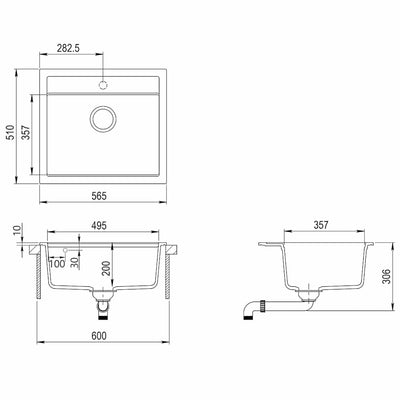Harmaa graniitti keittiön pesuallas Sevica