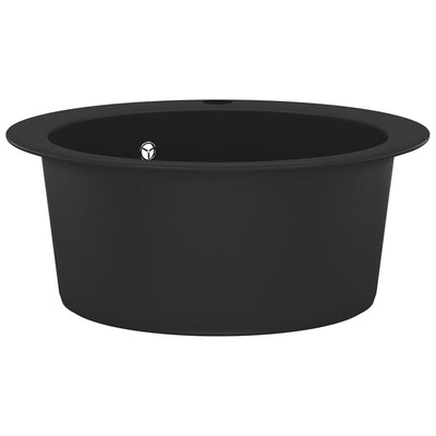 Keittiön pesuallas graniitti pyöreä musta
