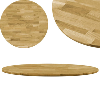 Pöytälevy kiinteä tammipuu pyöreä 23 mm 600 mm