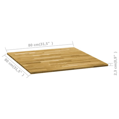 Pöytälevy kiinteä tammipuu neliö 23 mm 80x80 cm