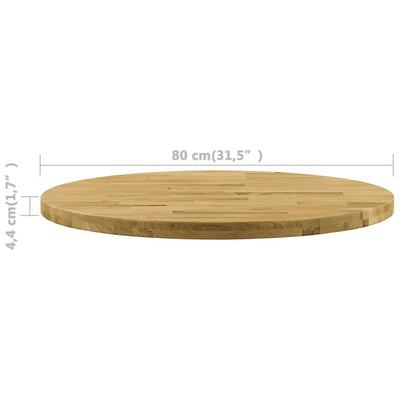 Pöytälevy kiinteä tammipuu pyöreä 44 mm 800 mm