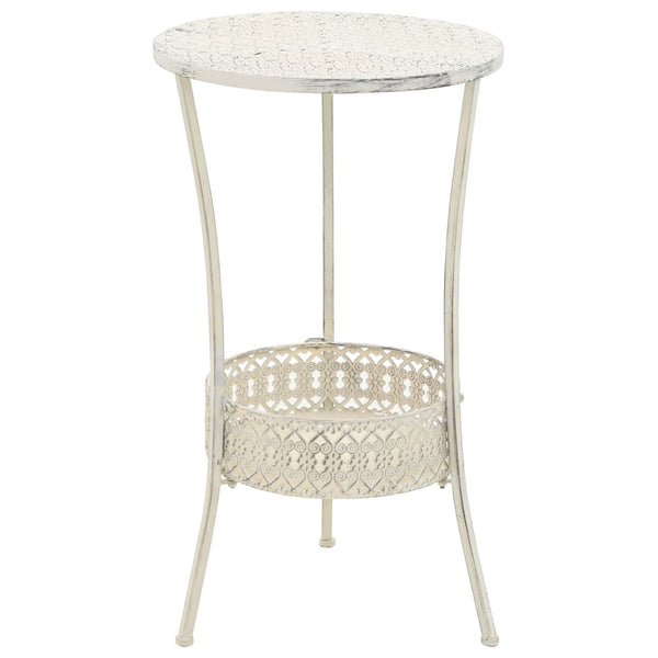 Valkoinen bistropöytä vintagetyyli metalli pyöreä Patriche 40x70cm