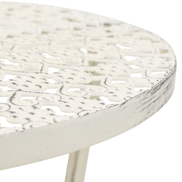 Valkoinen bistropöytä vintagetyyli metalli pyöreä Patriche 40x70cm