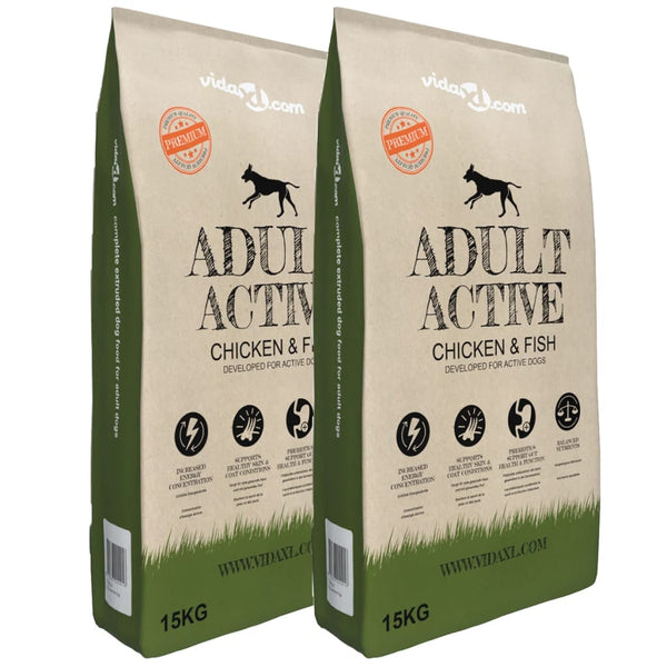 "Adult Active Chicken & Fish" koiran kuivaruoka (2 x 15 kg)