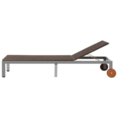 Ruskea aurinkotuoli pyörillä Agretta (polyrottinki)