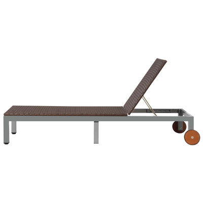 Ruskea aurinkotuoli pyörillä Agretta (polyrottinki)