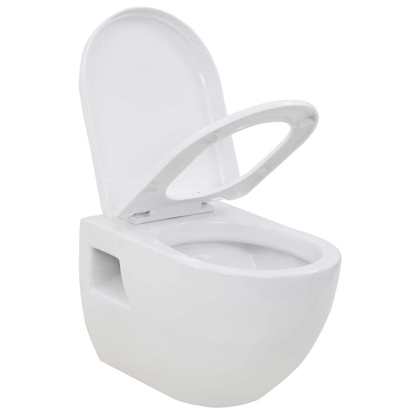 Valkoinen seinään kiinnitettävä wc-istuin Khaldoun (keraaminen)