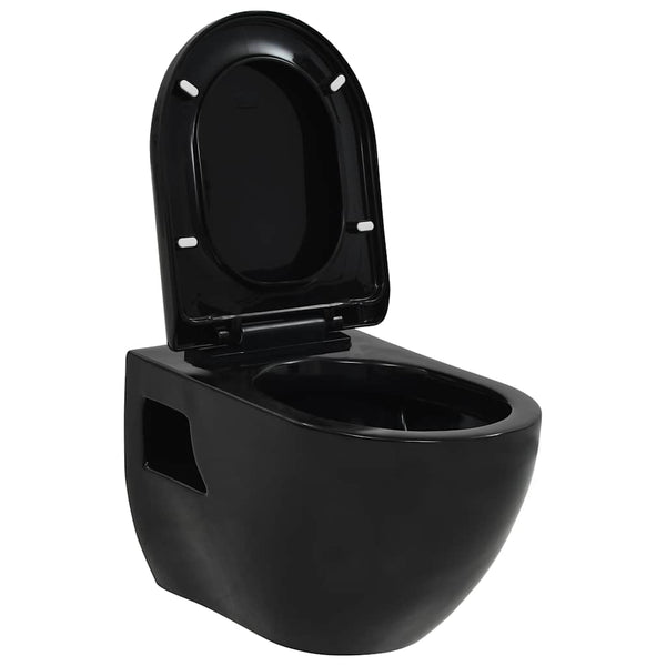Musta seinään kiinnitettävä wc-istuin Khaldoun (keraaminen)