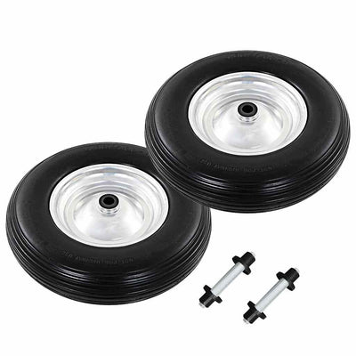 Kottikärryn pyörät 2 kpl akselilla kiinteä PU 4,00 - 8 390 mm