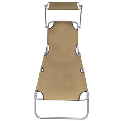 Harmaanruskea kokoontaitettava aurinkotuoli katoksella Dorobantul (teräs)