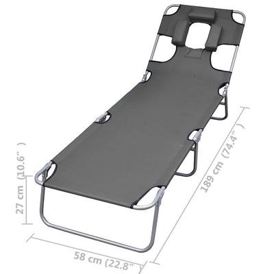 Harmaa aurinkotuoli tyynyllä säädettävä selkänoja Andrieas