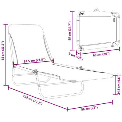 Taupe kokoontaitettavat aurinkotuolit Dolutia (2 kpl teräs ja kangas)