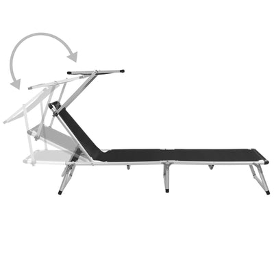 Musta kokoontaitettava aurinkotuoli katolla Dimancea (textilene)