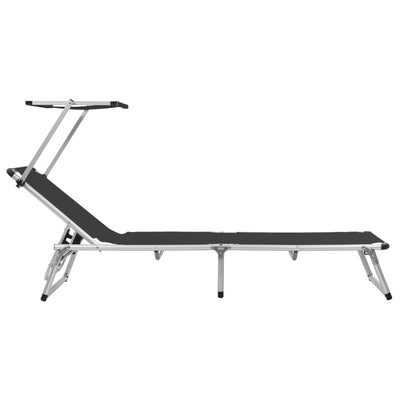 Musta kokoontaitettava aurinkotuoli katolla Dimancea (textilene)