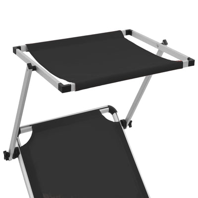 Musta kokoontaitettava aurinkotuoli katolla Dimancea (textilene)