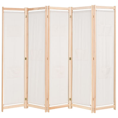 5-Paneelinen Tilanjakaja kerma 200x170x4 cm kangas