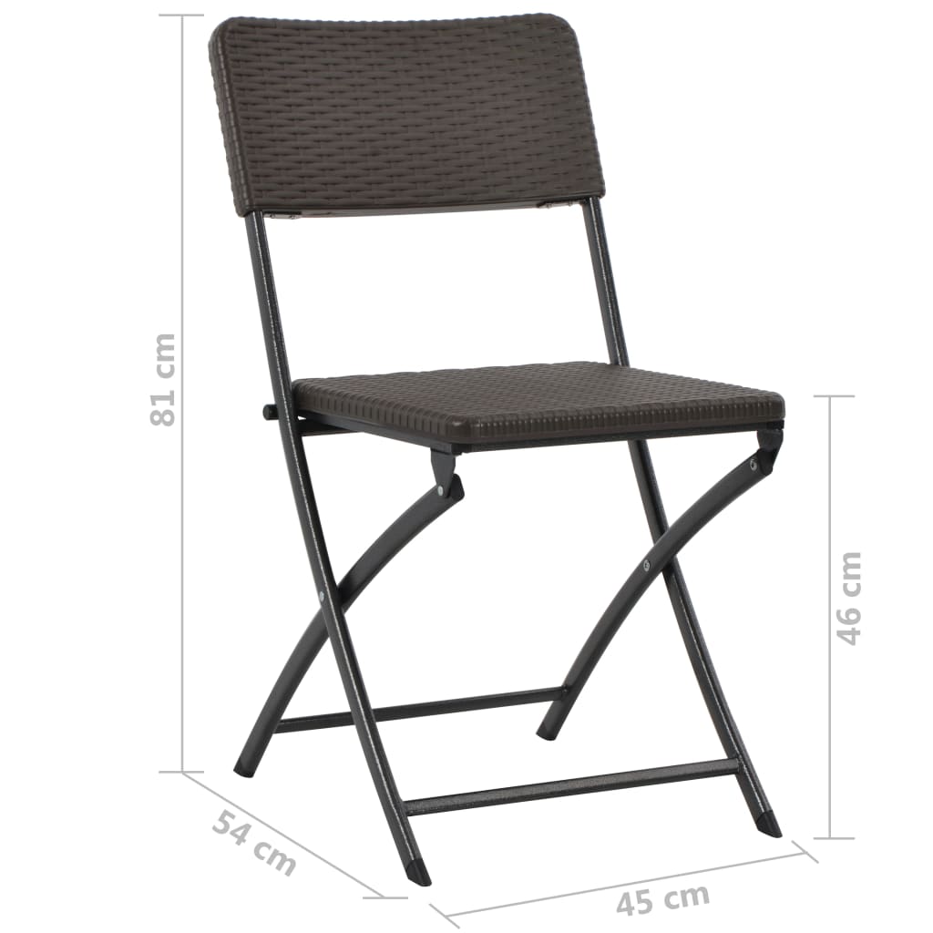 Ruskea kokoontaitettavat puutarhatuolit Gertrud (2 kpl hdpe ja teräs)