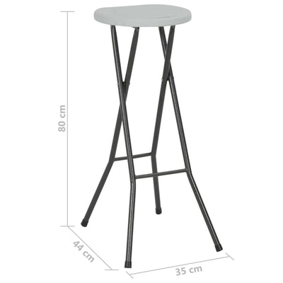 Kokoontaitettavat baarijakkarat 2 kpl HDPE ja teräs valkoinen