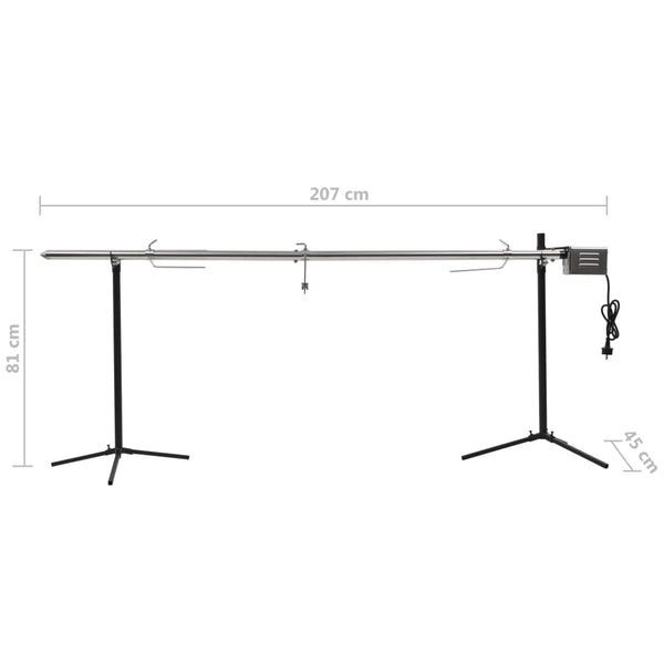 Automaattinen grillivarras ruostumaton teräs 207x45x81 cm