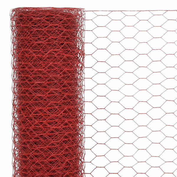 Kanaverkko teräs PVC pinnoitteella 25x0,5 m punainen