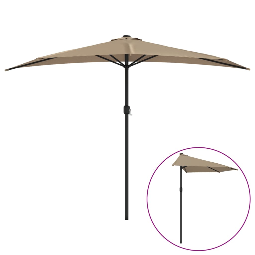 Parvekkeen puoliaurinkovarjo alumiinitanko 300x155 cm ruskea