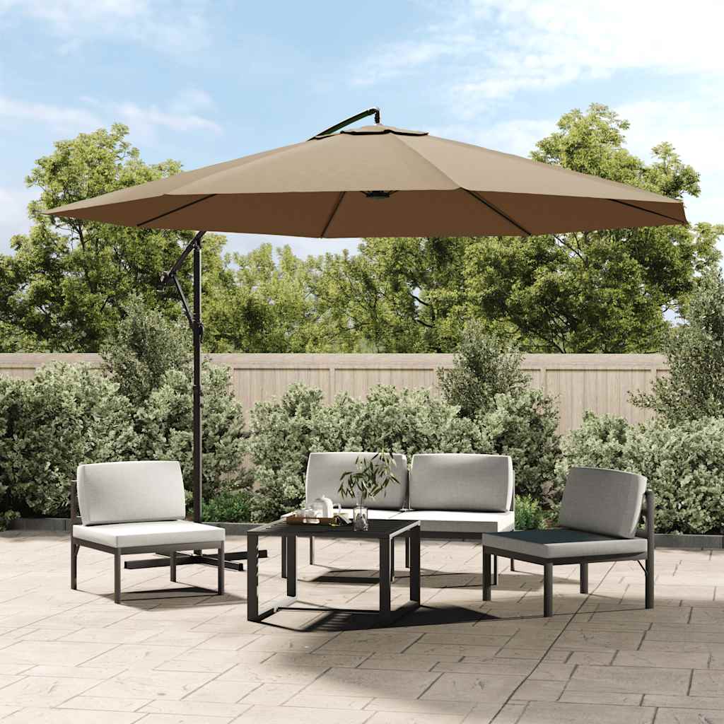 Aurinkovarjo cantilever alumiinitolppa 350 cm taupe