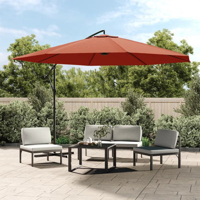 Aurinkovarjo cantilever alumiinitolppa 350 cm terrakotta