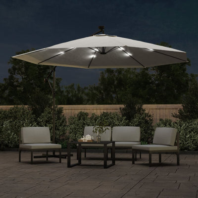 Aurinkovarjo cantilever LED ja terästolppa 350 cm hiekka