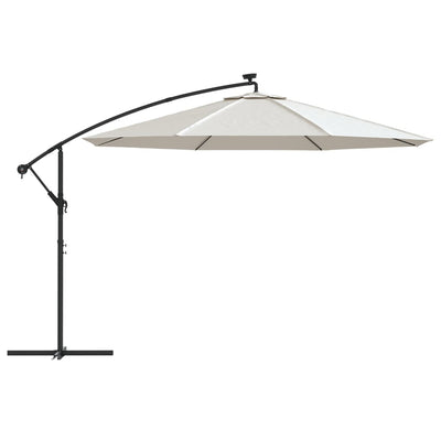 Aurinkovarjo cantilever LED ja terästolppa 350 cm hiekka