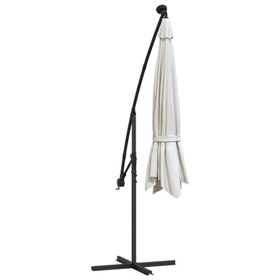 Aurinkovarjo cantilever LED ja terästolppa 350 cm hiekka