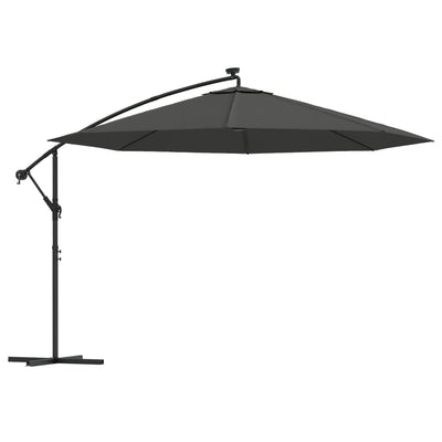 Aurinkovarjo cantilever LED ja metallitolppa 350 cm antrasiitti