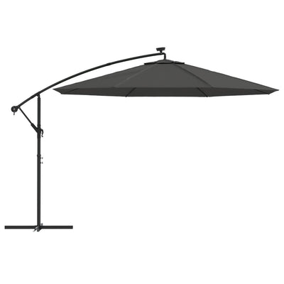 Aurinkovarjo cantilever LED ja metallitolppa 350 cm antrasiitti