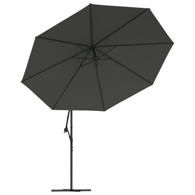 Aurinkovarjo cantilever LED ja metallitolppa 350 cm antrasiitti