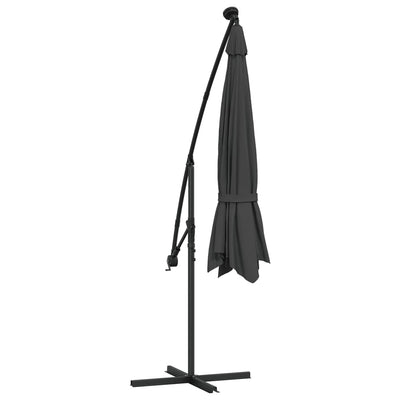 Aurinkovarjo cantilever LED ja metallitolppa 350 cm antrasiitti