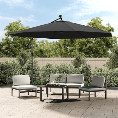 Aurinkovarjo cantilever LED ja metallitolppa 350 cm antrasiitti