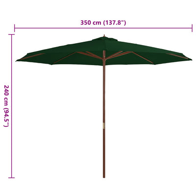 Aurinkovarjo puurunko 350 cm vihreä