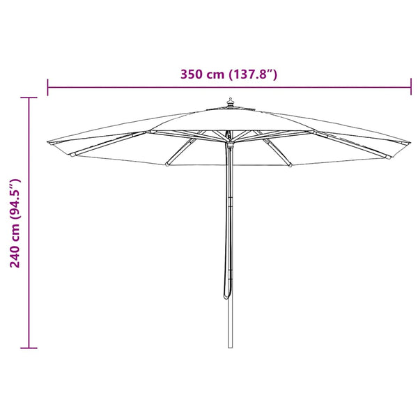 Aurinkovarjo puurunko 350 cm ruskeanharmaa